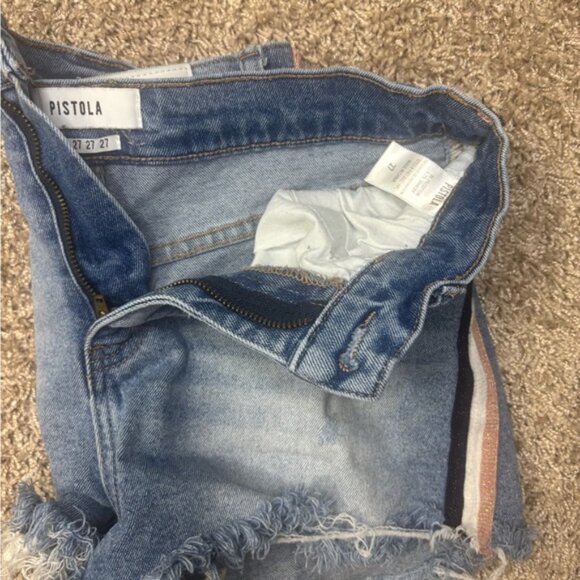 PISTOLA Winston High Rise Side Stripe Cut Off Boyfriend Jean Shorts Size 27 - Picture 3 of 5